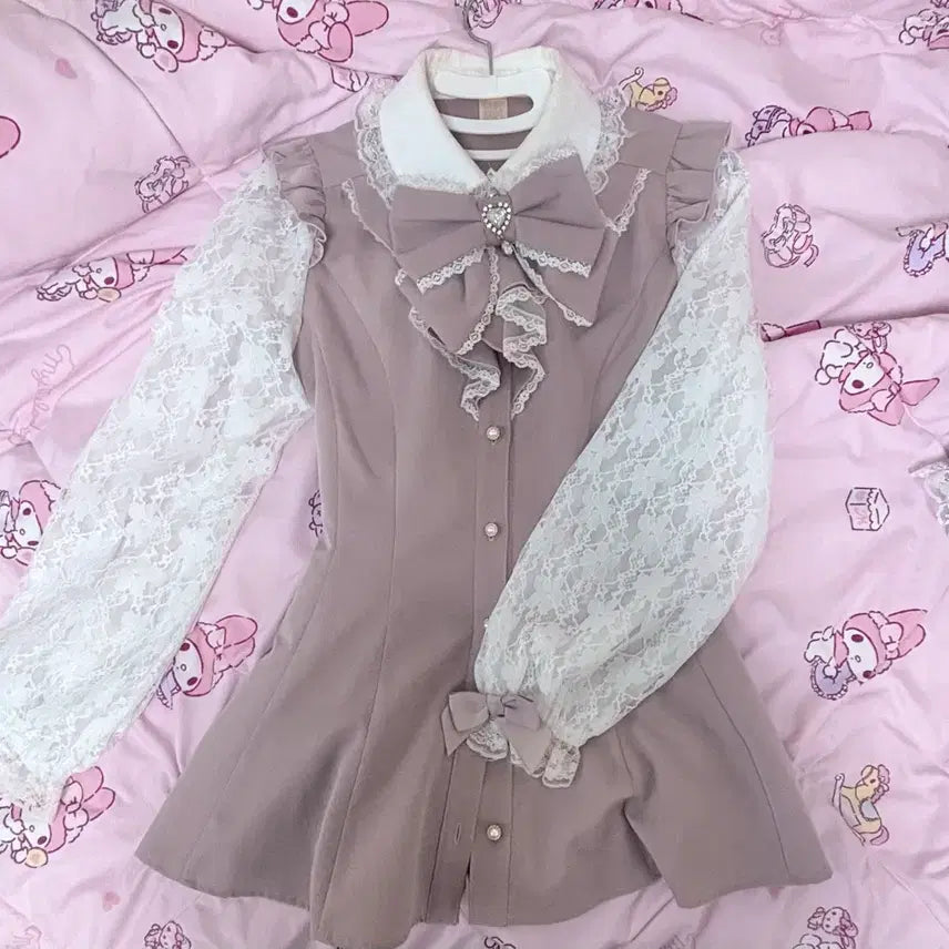 [BUNJANG] Secret Honey Ruffle Setup Pink / 시크릿 허니 러플 셋업 핑크 급처