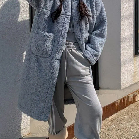 [BUNJANG] Fleece Lined Long Coat / 양털 뽀글이 롱 코트