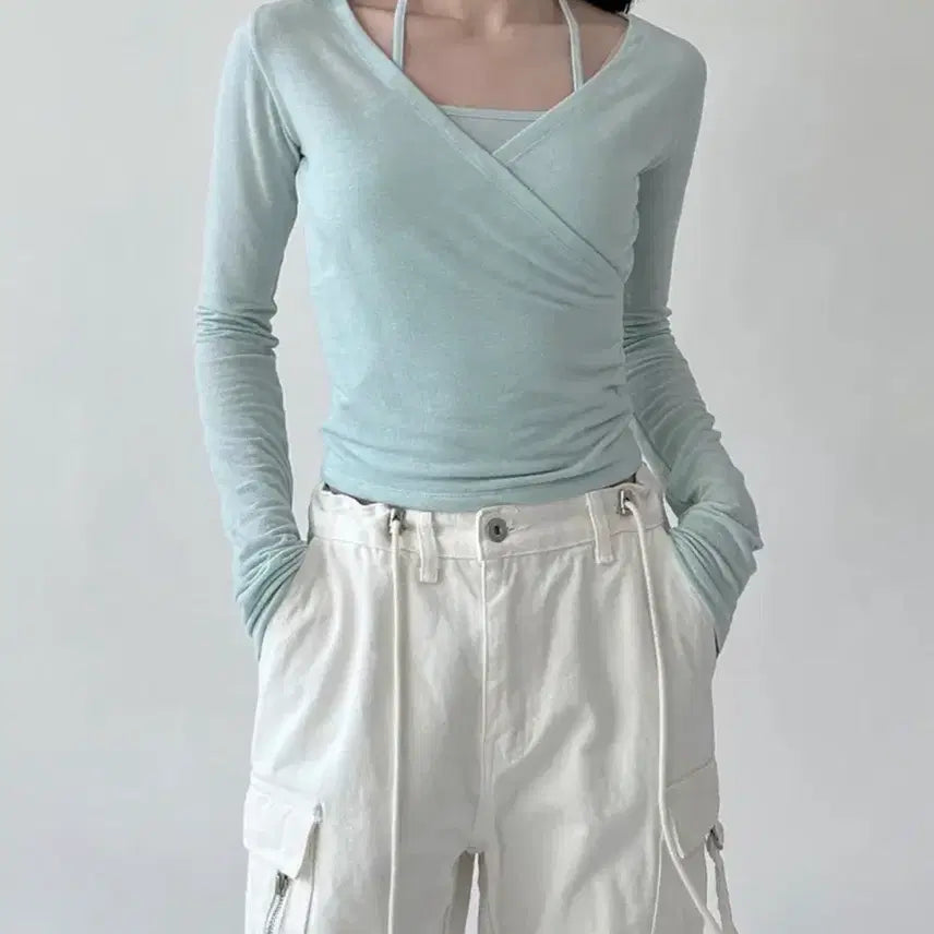 [BUNJANG] Near Wear Clue Wrap T-Shirt Mint Core / 니어웨어 클루 랩 티셔츠 민트코어 뽕따색