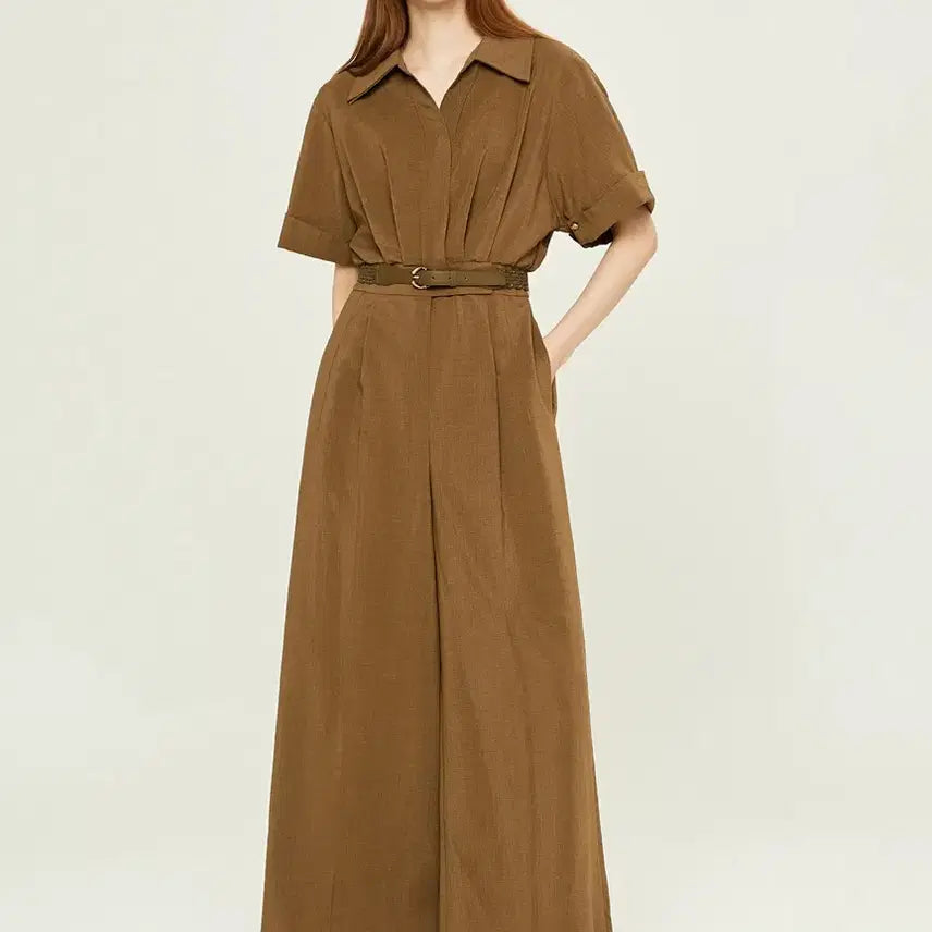 [BUNJANG] MICHAA Stand Collar Jumpsuit Khaki Brown / 미샤 스탠카라 점프수트 (카키브라운 55)