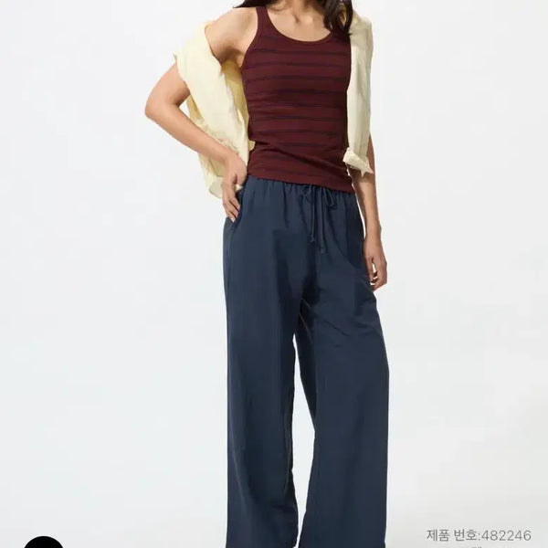 [BUNJANG] Uniqlo Linen Blend Easy Pants Navy L / 유니클로 리넨 블렌드이지팬츠 네이비 L
