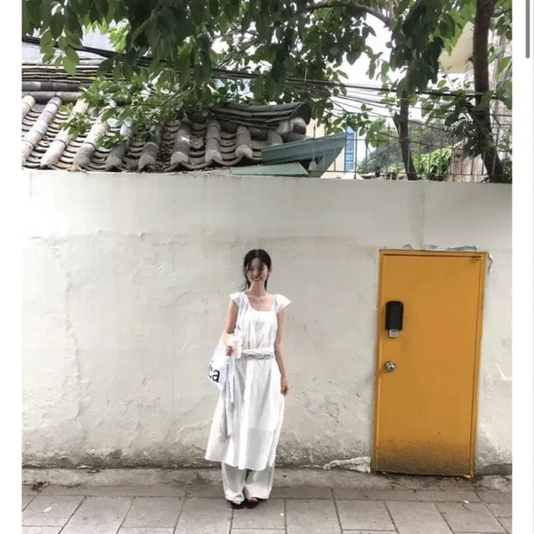 [BUNJANG] Shop Enu White Long Dress with Scarf Set / 샵 에누 원피스 + 스카프