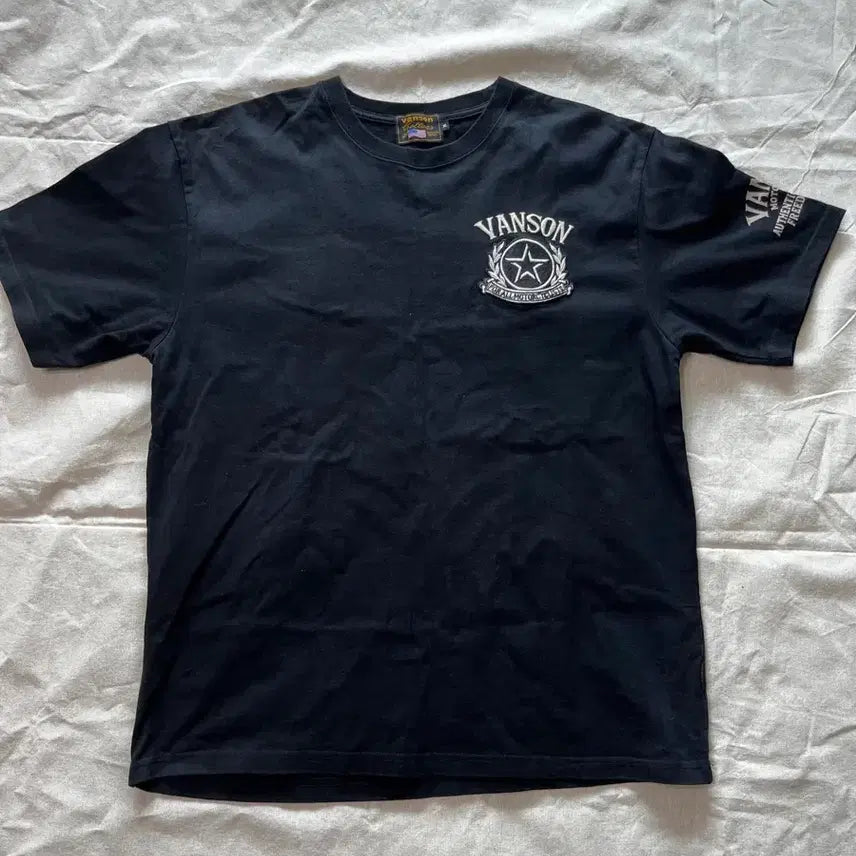 [BUNJANG] Vanson Biker T-Shirt Embroidered Wings Stars XL (105) / [XL/105] (Vanson) 전후면 자수/와펜 바이커 반팔