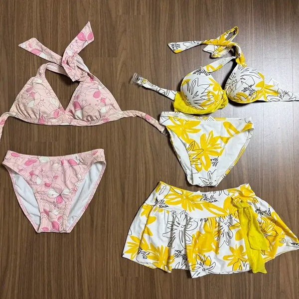 [BUNJANG] Bikini Swimwear Set - Yellow/Pink (2 Styles) / 비키니 수영복 세트 2종 옐로우/핑크