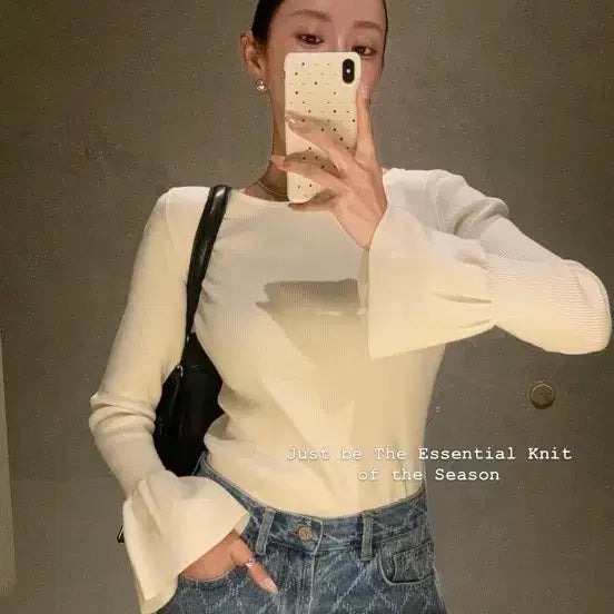 [BUNJANG] Chx Label Irene Bell Sleeve Knit Ivory / 칙스라벨 아이린 벨 니트 아이보리 새상품
