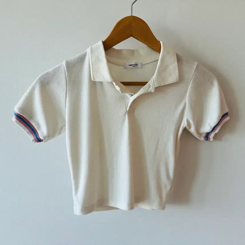 [BUNJANG] IHRER SHAPE Cropped Polo T-shirt - Ivory (S) / [정품] 이어러쉐입 (IHRER SHAPE) 크롭 카라티 반팔티 / 아이보리 (S)