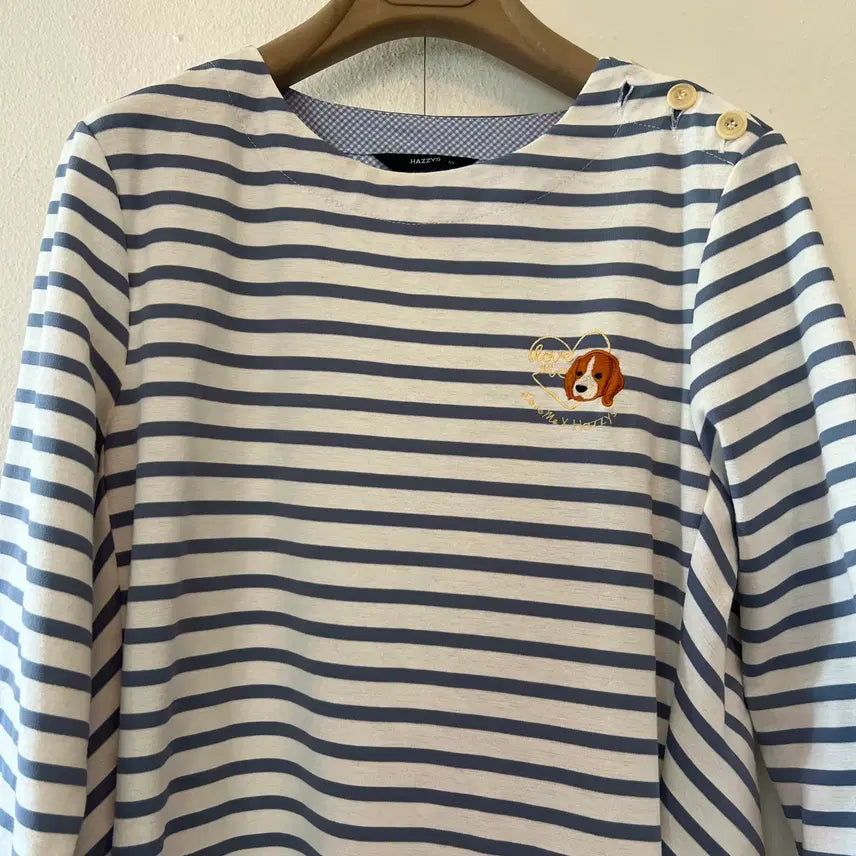[BUNJANG] Hazzys Women's Sky Blue Stripe Love Me Cotton Dress / 헤지스 여성 스카이블루 스트라이프 러브미 코튼원피스 85