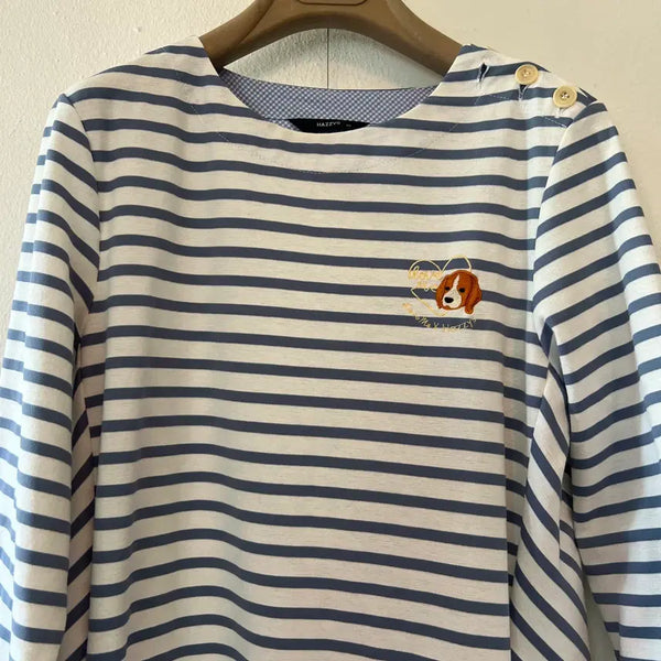 [BUNJANG] Hazzys Women's Sky Blue Stripe Love Me Cotton Dress / 헤지스 여성 스카이블루 스트라이프 러브미 코튼원피스 85