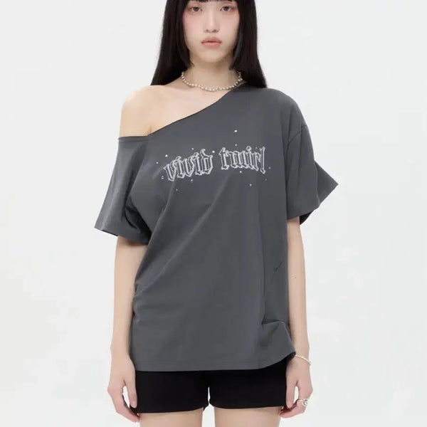 [BUNJANG] Type Service Off-Shoulder Top Charcoal / 타입서비스 오프숄더 차콜