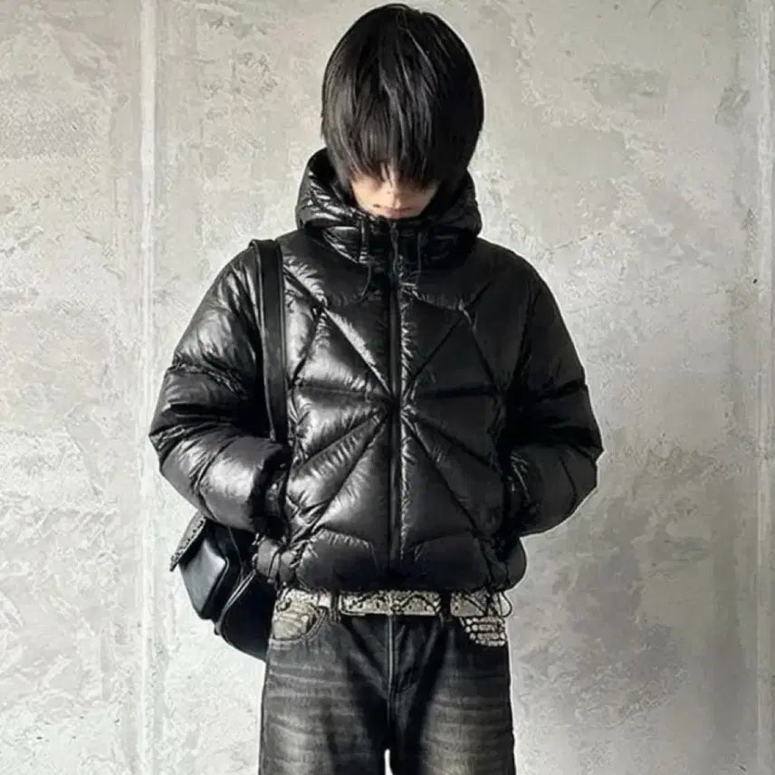[BUNJANG] FETCH Waterproof Spider Web Long Down Jacket Black / FETCH 방수 스파이더웹 구스다운  블랙