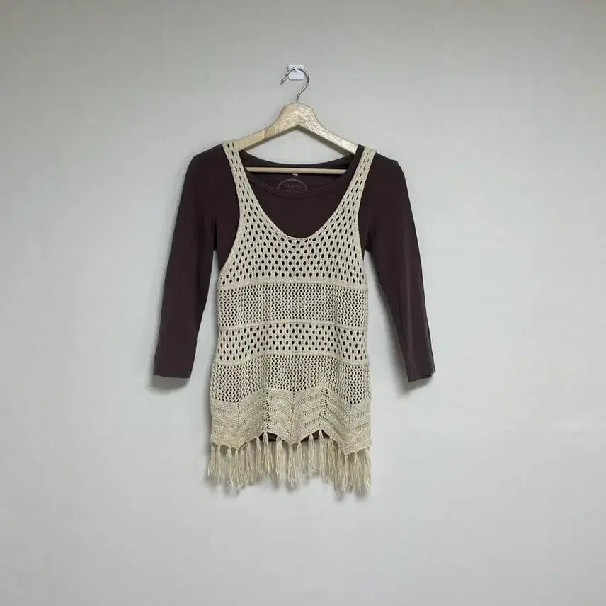 [BUNJANG] Vintage Japanese Fringe Layered Camisole / 일본빈티지 프린지 레이어드나시