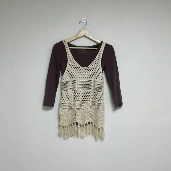 [BUNJANG] Vintage Japanese Fringe Layered Camisole / 일본빈티지 프린지 레이어드나시