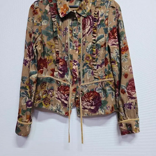 [BUNJANG] Keis Two-Piece Floral Pattern Blouse and Skirt Set / 키이스 투피스 플로럴 패턴 블라우스 스커트