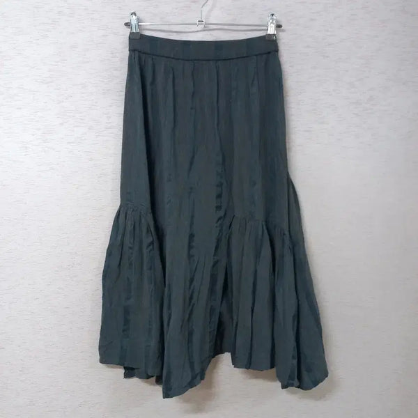 [BUNJANG] Dandihara Dark Grey Stripe Silk Blend Skirt / B8-11/마인 닼그레이 스트라이프 실크혼방 스커트 여성