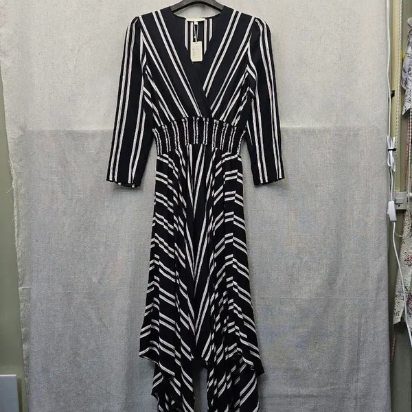 [BUNJANG] Maje Black Stripe V-Neck Dress / maje 블랙 스트라이프 원피스 (441