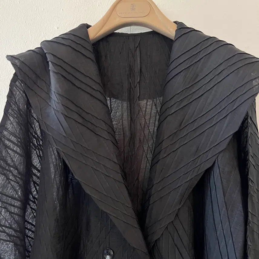 [BUNJANG] Pleatsme Women's Black Pleated Jacket Cardigan / 플리츠미 여성 블랙 플리츠자켓 플리츠가디건 여름자켓