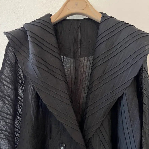 [BUNJANG] Pleatsme Women's Black Pleated Jacket Cardigan / 플리츠미 여성 블랙 플리츠자켓 플리츠가디건 여름자켓