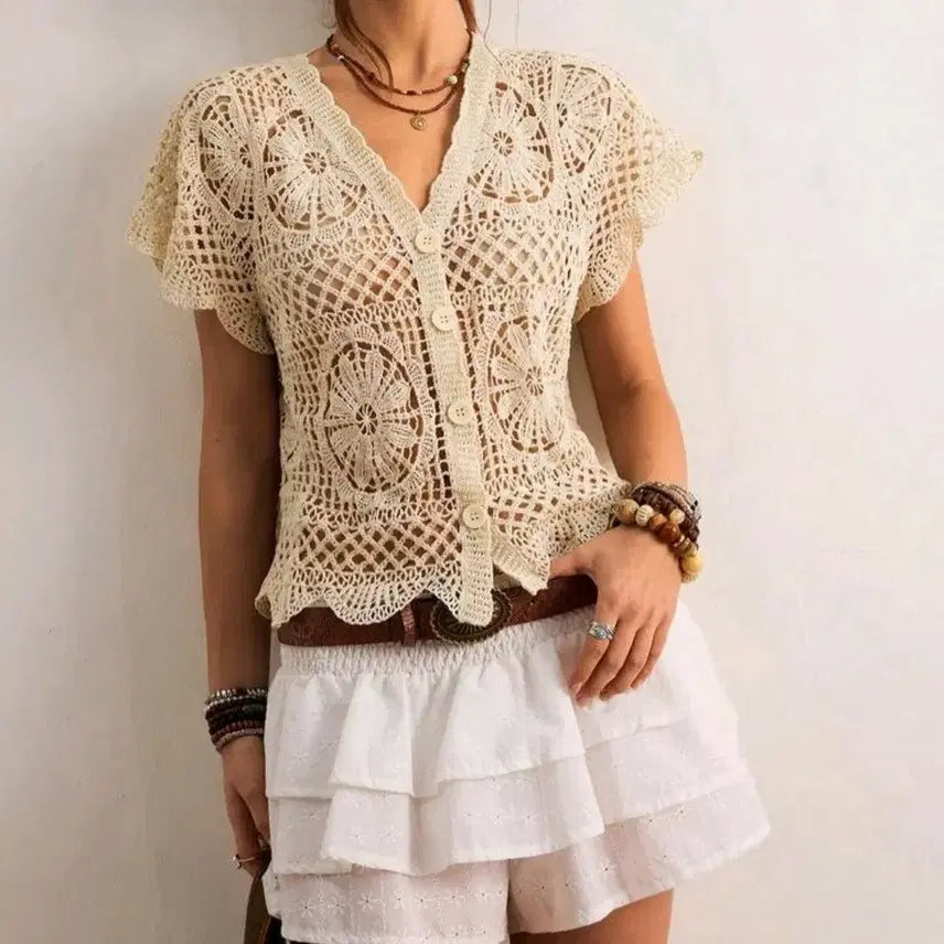 [BUNJANG] Ivory Crochet Cardigan / 크로셰 가디건 아이보리