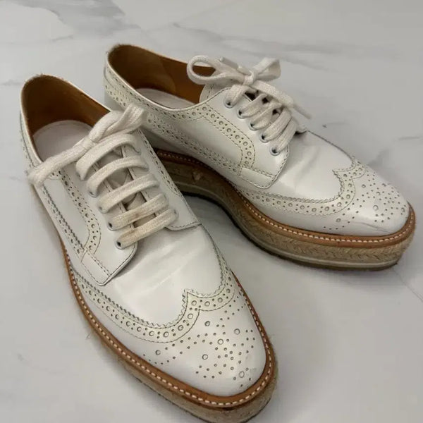 [BUNJANG] Prada White Wingtip Espadrilles / 프라다 화이트 윙팁 에스파듀
