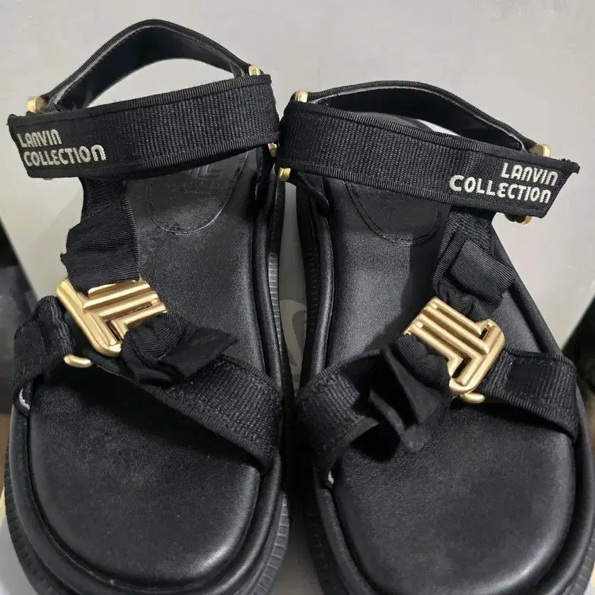 [BUNJANG] Lanvin Collection Women's Sandals Black Gold Buckle Size 240 / 랑방 샌달 240