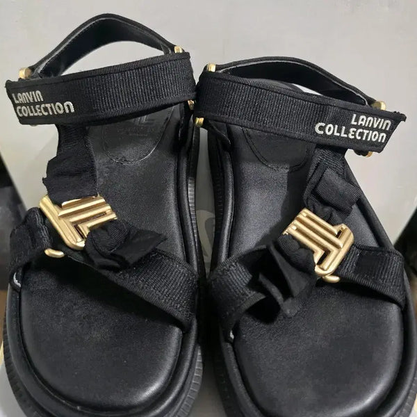 [BUNJANG] Lanvin Collection Women's Sandals Black Gold Buckle Size 240 / 랑방 샌달 240