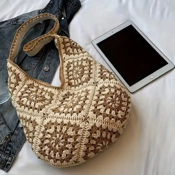 [BUNJANG] Knit Shoulder Bag Beige/Brown / 뜨개 숄더백 베이지/브라운