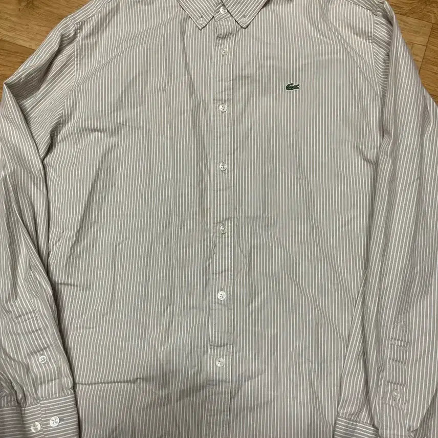 [BUNJANG] Lacoste Striped Shirt Beige / 라코스테 스트라이프셔츠 베이지 110사이즈 (54사이즈)