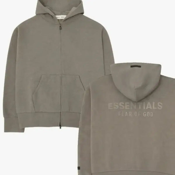 [BUNJANG] Fear of God Essentials Logo Hoodie Zip-up Grey / 에센셜 후드 집업 그레이