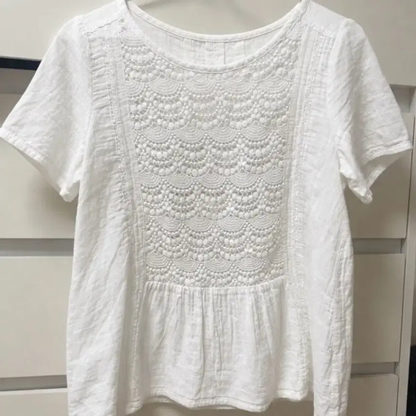 [BUNJANG] Japanese Vintage Mori-girl Hagumi White Crochet Blouse / 모리걸 하구미 화이트 크로셰 블라우스