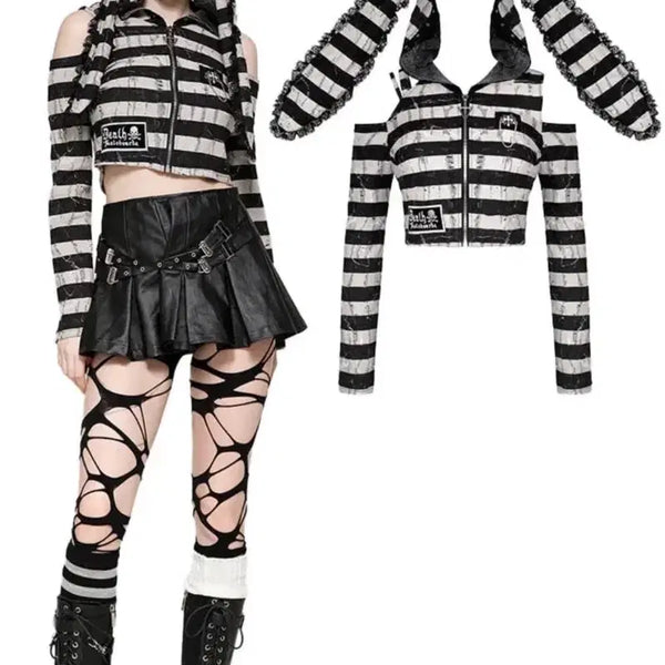 [BUNJANG] Dark in Love Usagimi Crop Hoodie Zip-Up / 다크인러브 dark in love 우사미미 크롭 후드집업