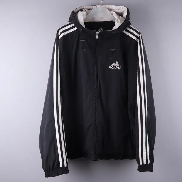 [BUNJANG] Adidas Old School Hooded Quilted Jumper Capella Jacket Black (110) / 아디다스 올드스쿨 후드 누빔 점퍼 카펠라 자켓 블랙 (110)