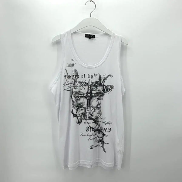 [BUNJANG] Japan Punk Cross Printing Sleeveless Top / [JPN] 재팬 펑크 크로스 프린팅 슬리브리스