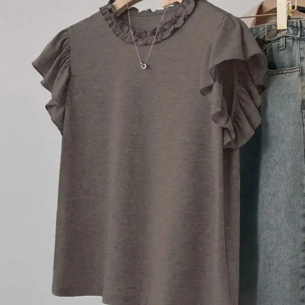 [BUNJANG] Frill Blouse Brown / 프릴 블라우스 브라운