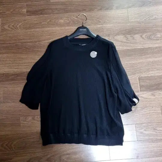 [BUNJANG] DILUCIANO Black Round Neck Summer Blouse (Size 77-77.5) / 디루치아노 블랙 라운드넥 여름 블라우스 77~77반