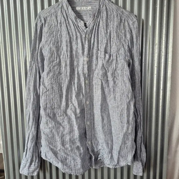 [BUNJANG] 100 Andrew Men's Striped Henley Neck Shirt / 100 앤드류 남성 스트라이프 헨리넥 셔츠