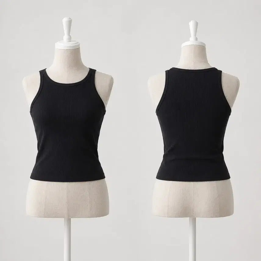 [BUNJANG] Black Ribbed Tank Top / 블랙 골지 나시