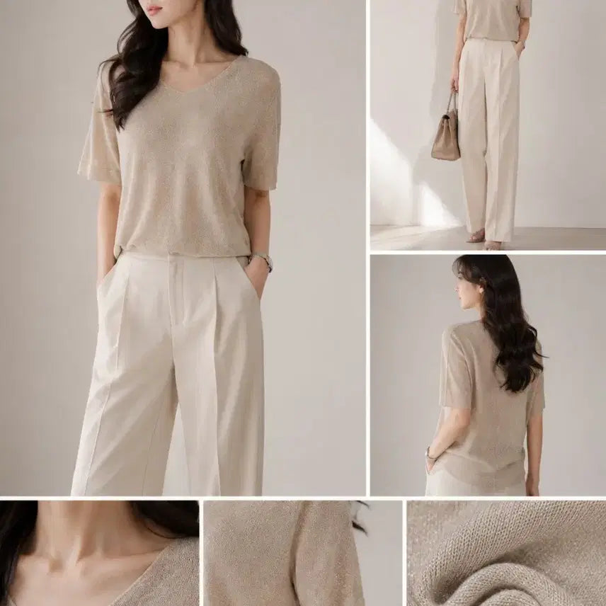 [BUNJANG] NAIN Gold Thread V-Neck Short Sleeve Knit Top (Free Size) / NAIN 나인 금사 금펄사 브이넥 반팔 니트 FREE 새상품급