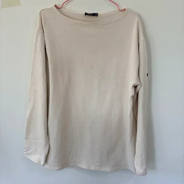 [BUNJANG] Saint James Round Neck Long Sleeve T-Shirt Beige / 세인트제임스 라운드넥 긴팔티 베이지
