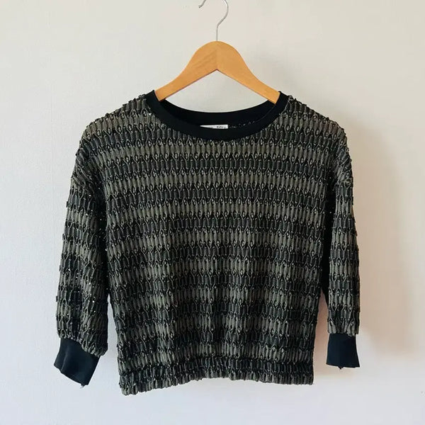 [BUNJANG] ZARA Textured Black & Gold Knit Top - Size S / [정품] 자라 (ZARA) 독특한 텍스처 블랙&골드 니트 / S사이즈