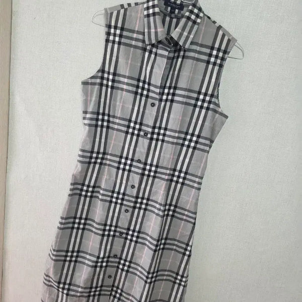 [BUNJANG] Burberry Check Sleeveless Shirt Dress / 버버리 체크 민소매 셔츠 원피스