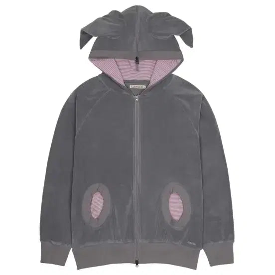 [BUNJANG] Koiseio Hood Stripe Zip-up Hoodie Purple Grey / 코이세이오 혼 스트라이프 집업 후디 퍼플 그레이 1