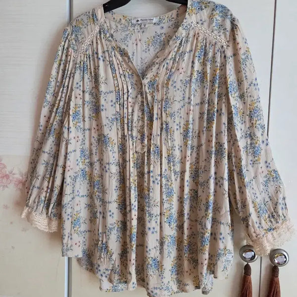[BUNJANG] Thursday Island Floral 7-Sleeve Blouse / 써스데이 아일랜드 플로럴 블라우스