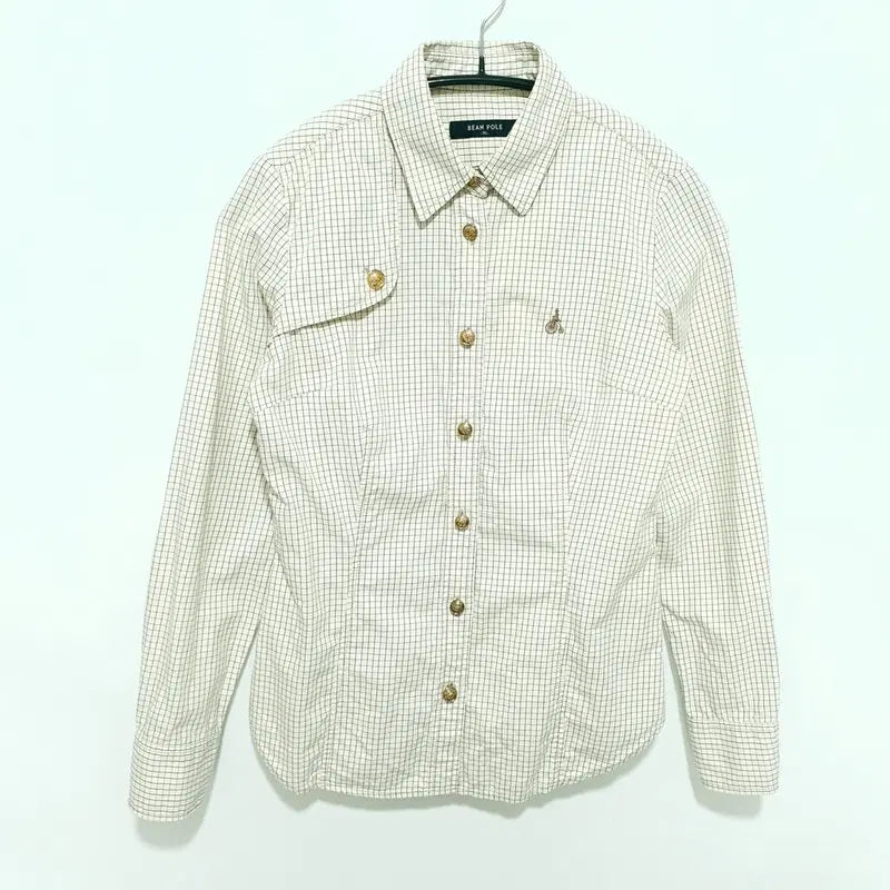 [BUNJANG] Beanpole Ladies Printed Check Slim Shirt M3099 / 빈폴 레이디스 프린팅 체크 슬림 셔츠 90_M3099
