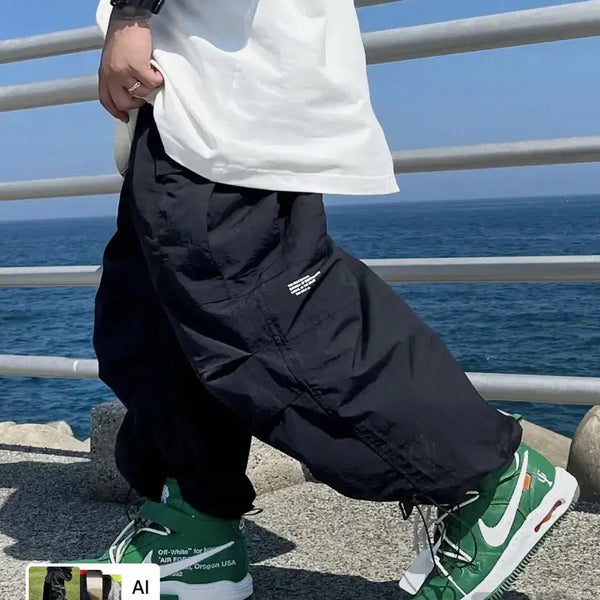 [BUNJANG] The I'm L Nylon Wide Balloon String Pants Black M / 더마일 엠엘 나일론 와이드 벌룬 스트링 팬츠 블랙 M