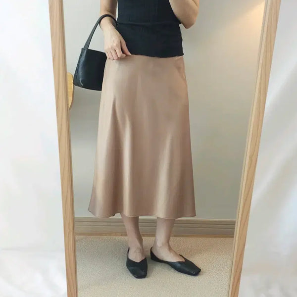 [BUNJANG] Lapiaf Satin Long Skirt Gold Beige / (55)Lapiaf 여성 새틴 롱 스커트 골드베이지