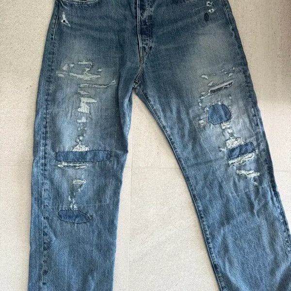[BUNJANG] Polo Ralph Lauren Denim Pants (Distressed Patchwork) Size 34 / 폴로 랄프로렌 데님 (데미지 패치워크)34 사이즈