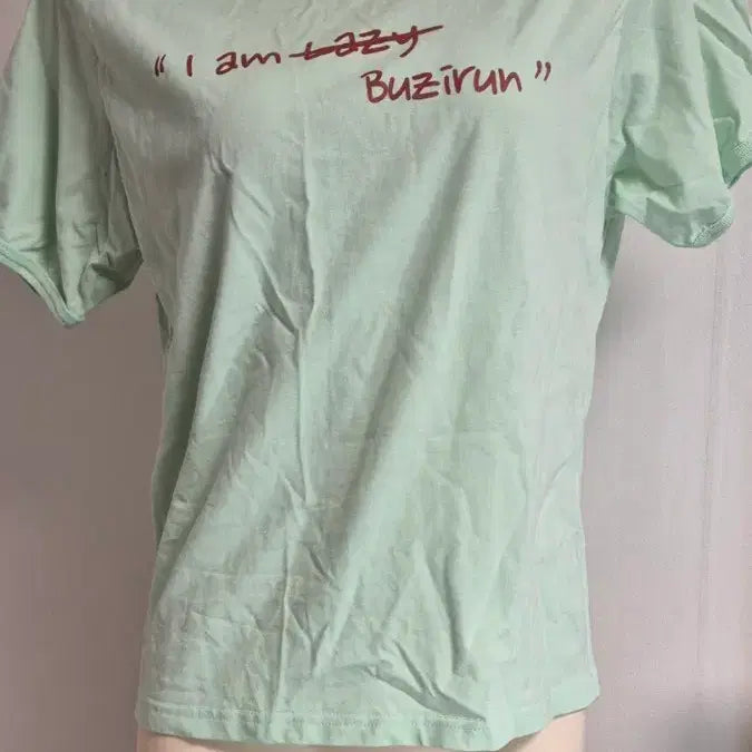 [BUNJANG] Buzirun "I am lazy" Mint Short Sleeve T-Shirt / 민트색 반팔 티셔츠 "I am lazy Buzirun"
