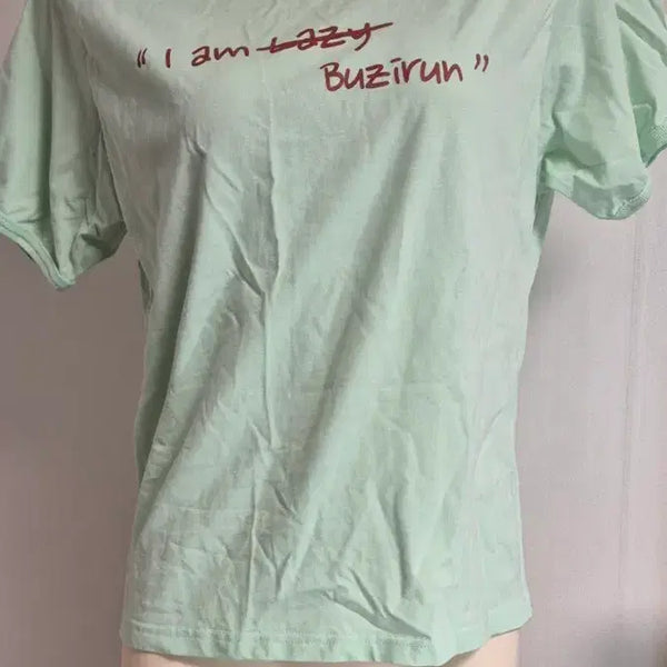 [BUNJANG] Buzirun "I am lazy" Mint Short Sleeve T-Shirt / 민트색 반팔 티셔츠 "I am lazy Buzirun"