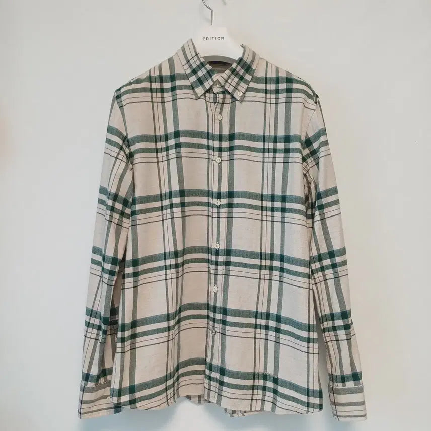 [BUNJANG] Henry Cotton's Green Tartan Herringbone Button-Down Shirt / [100] 헨리코튼 그린 타탄체크 헤링본 버튼다운 셔츠