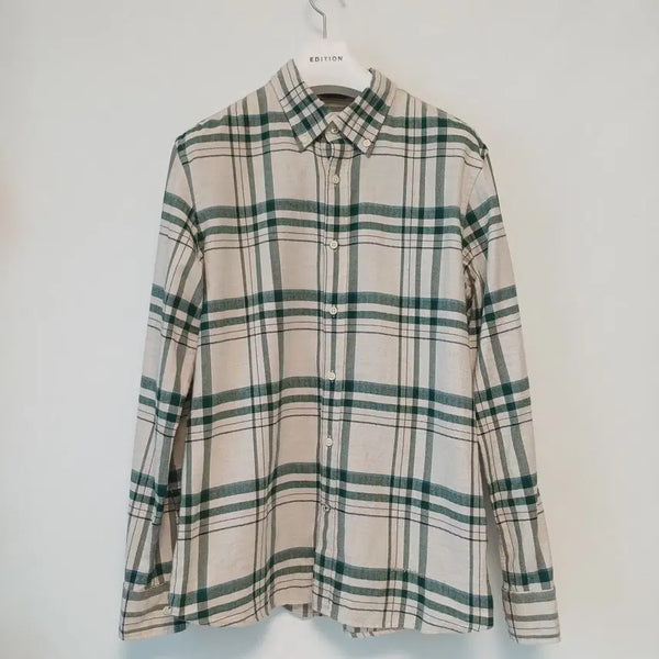 [BUNJANG] Henry Cotton's Green Tartan Herringbone Button-Down Shirt / [100] 헨리코튼 그린 타탄체크 헤링본 버튼다운 셔츠
